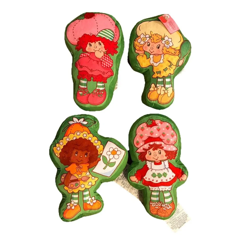 4 Piece Set Of Strawberry Shortcake And Friends Pillows. New. 9”-10” Each.